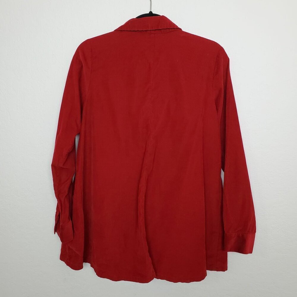 J. Jill‎ Womens Button Front Shirt Size XS Corduroy Long Sleeve Red Tunic Length - Picture 6 of 8